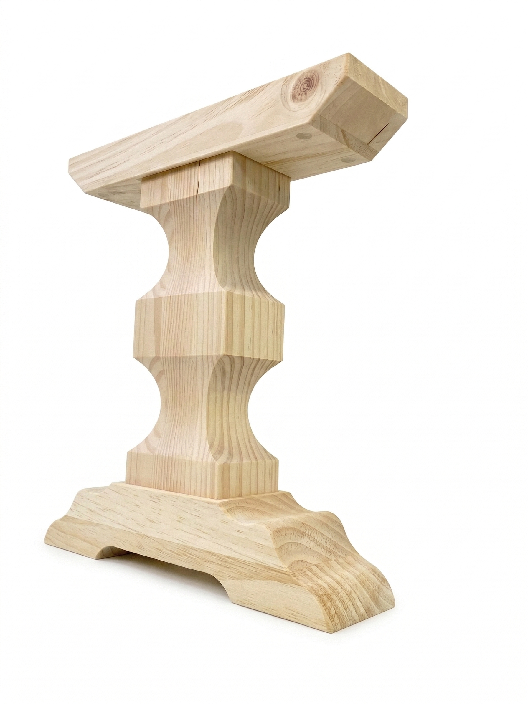 Wooden pedestal on a white background